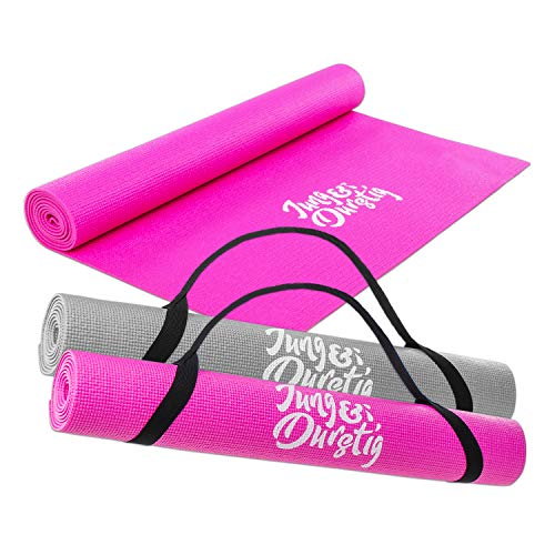 Young & Thirsty 2in1 yogamatta vadderad & halkfri | Gymnastikmatta med yogarem | Träningsmatta...
