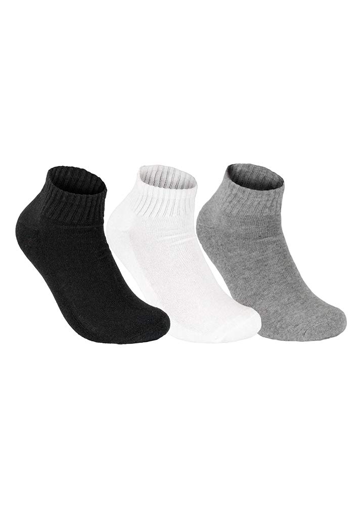 City Lab Men's 3-Pack Athletic Ankle Socks Quarter Socks with Cushion Sole