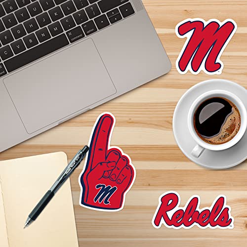 Image of University of Mississippi 8ct Vinyl Large Deluxe Stickers Variety Pack - Laptop, Water Bottle, Scrapbooking, Tablet, Skateboard, Indoor /Outdoor - Set of 8