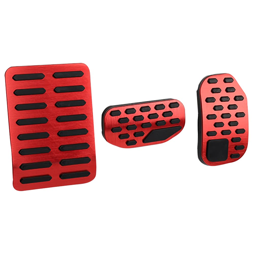 BOYOUS 3pc No Drill Aluminum Pedal Covers Anti-Slip Brake and Gas Accelerator Pedal Pads Rest Pedal Cover Interior Decoration Accessories for 2021-2022 F150 (Red)