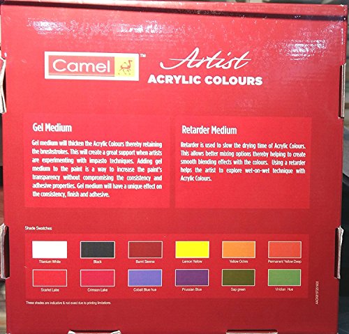 Image of Camel Oil Pastel (50 Shades) & Camlin Kokuyo Artist 40ml Acrylic Color - 12 Shades (Multicolor)