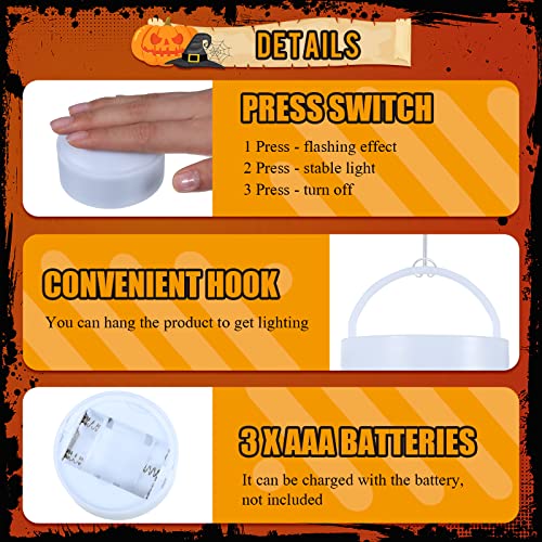 Image of Riakrum 6 Pieces Halloween Remote Timer LED Lights with Remote Summer Halloween LED Pumpkin Lights Battery Operated Lantern Bright Flameless Candle(White)