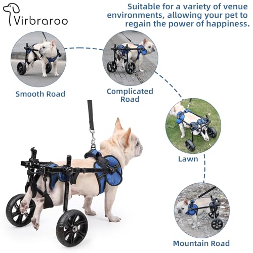 Pvirbravoo Dlm-01 Hunderollstuhl für kleine Hunde, verbesserte All-Terrain-Reifen, verstellbarer Hunderollstuhl, reflektierendes Sicherheitsdesign für behinderte oder verletzte kleine Hunde