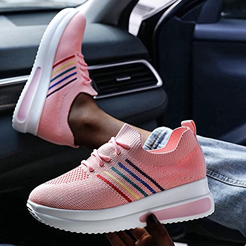 Sneakers pour femmes confortables en mesh rose baskets mode décontractées 40 - 2