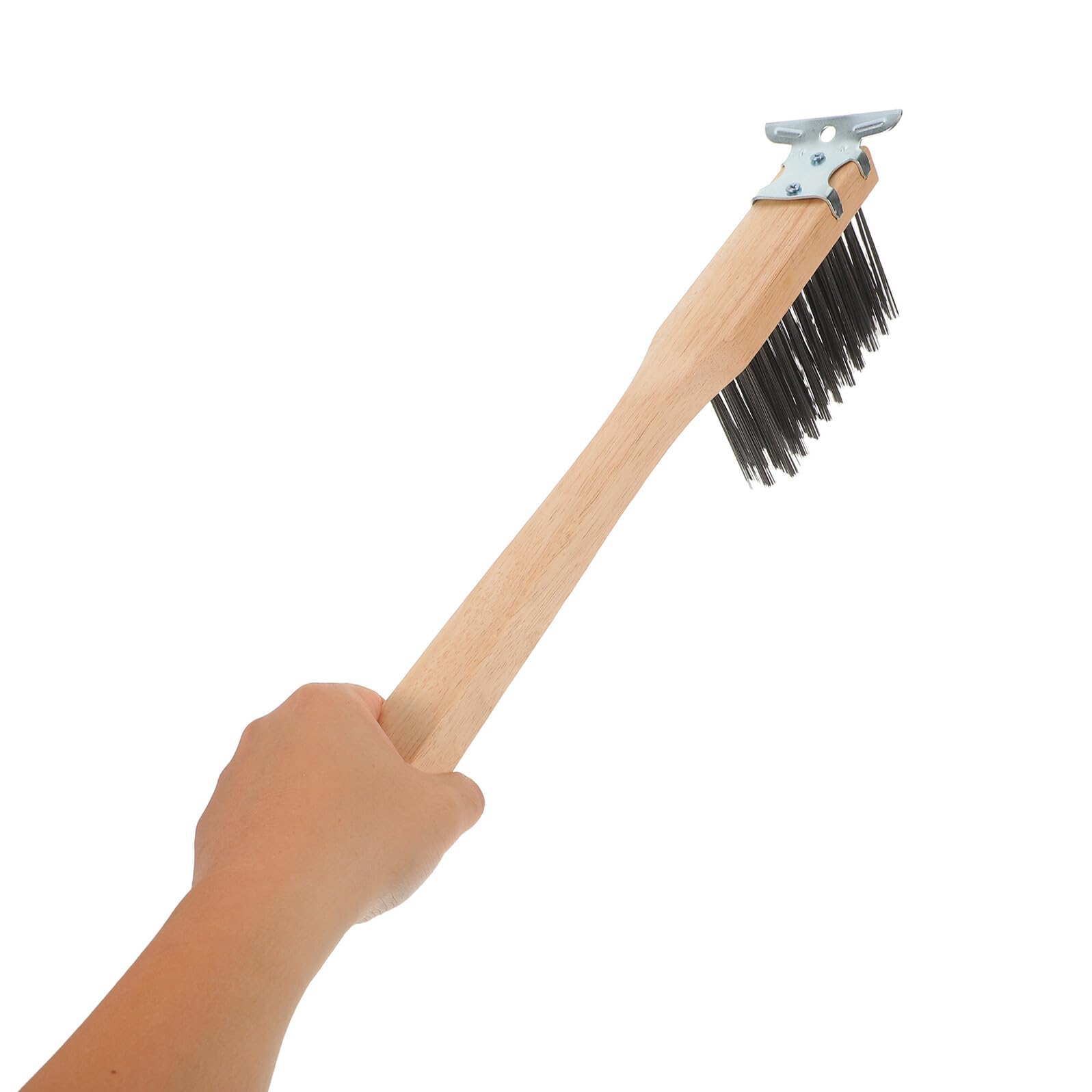 Cepillo para Limpiar Hornos y Parrillas de Pizza con Mango de Madera Ergonómico Cepillo de Alambre Desmontable para Horno y Barbacoa Beige Herramienta Resistente para Limpieza