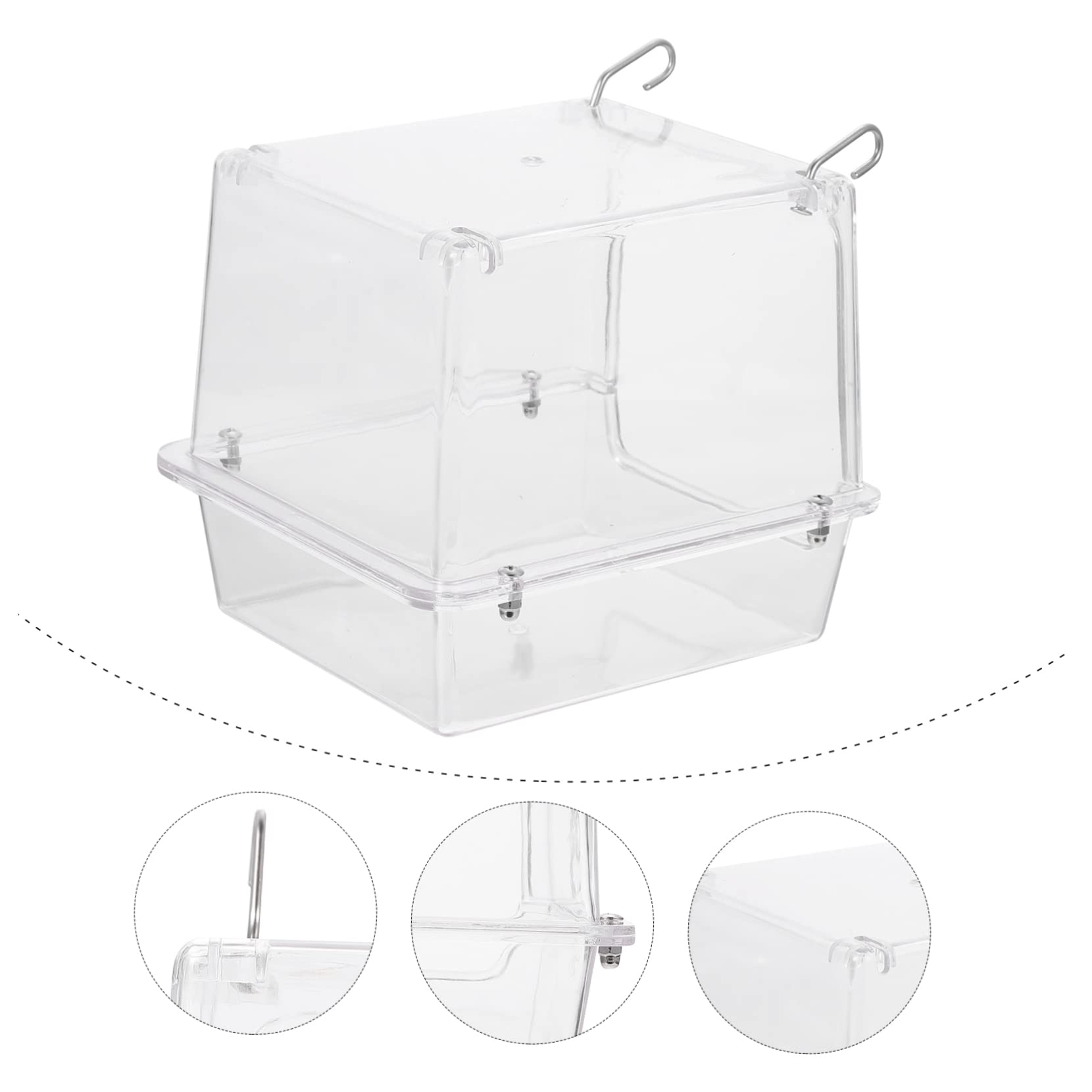 WOONEKY Cubo de Baño para Pájaros en Jaula, Bañera Colgante Acrílica para Aves Pequeñas, Baño Higiénico y Duradero
