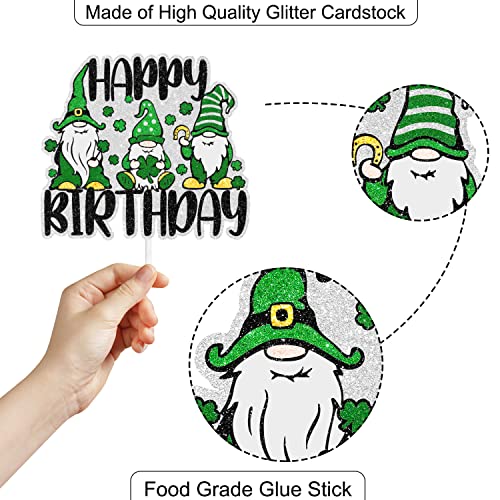 Happy Birthday Cake Topper - Perfect For St. Patrick's Day Holiday Parties, Lucky Clover Themed Birthday Parties This Is A Gnome And Clover Decoration That Any Boy Or Girl Will Love -Sugargera #TOP2