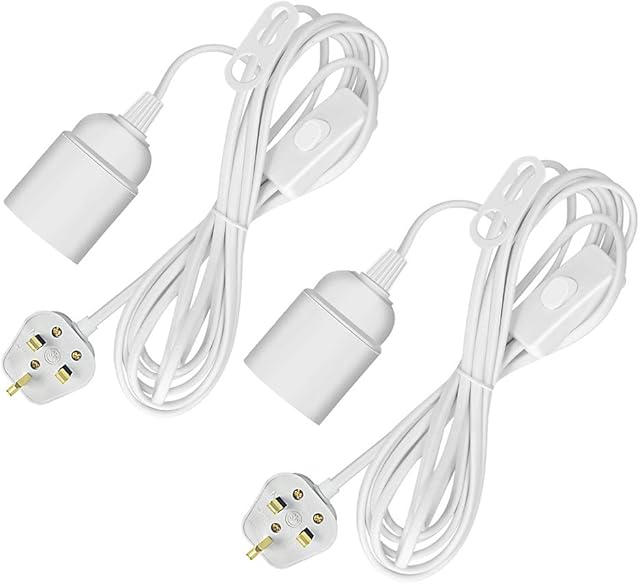 Plug in Pendant Light Fitting 2 Pack Ceiling Lighting Fitting, E27 Lamp Holder Suspended Light Bulb Holder Loft Light, 450cm Cable Plug in Light Bottle Lamp Kit for Table Floor Lights