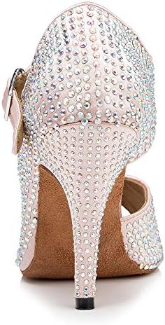 YKXLM Women Rhinestone Ballroom Dance Shoes Latin Salsa Performance Dance Shoes,Model YCL126-7.5,Pink,8.5 US | Image 2