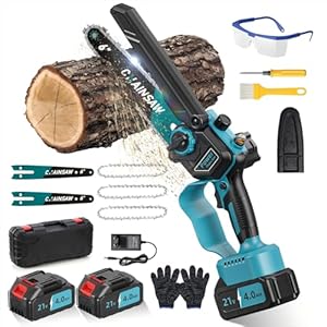 Mini Chainsaw, 8000mAh Brushless Mini Chainsaw Cordless Compatible with Makita Batteries, Automatic Lubricator 1000W Battery Chainsaws, 6 Inch Small Electric Chain Saw with 3 Chains for Cut Wood Tree