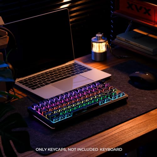 Image of GMKWTL XVX Black Shine Through Keycaps, PBT Keyboard Keycaps Cherry Profile | Forged Carbon Texture, Side Printed Keycap Sets Suitable for 60% 65% 75% 80% 100% Mechanical Keyboard