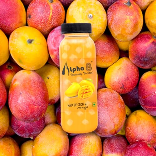 Image of ALPHA 8 Fruit Juice with NATA De Coco Coconut Cubes Natural Energizer & Immunity Booster, Healthy Juice, High Fiber, Real Natural Taste(Mango Juice, Pack of 24)