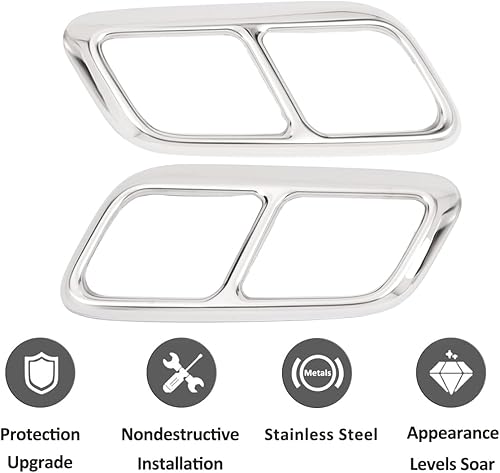 Miniatura 7 de YIWANG Tubería de acero inoxidable 304 salida de escape de garganta marco trasero cubierta de ajuste 2 unids para Land Rover Range Rover Sport 2018