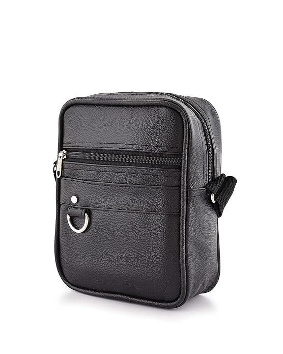 skmie Black Leather Crossbody Sling Bag For Men and Boys-picture-31