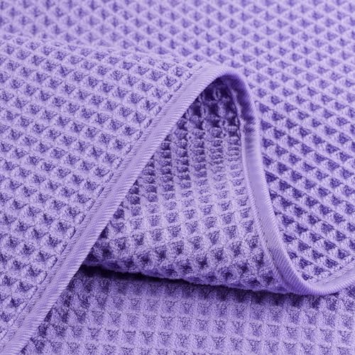 Image of POLYTE 430 GSM Microfiber Lint Free Washcloth Face Towel, 13 x 13 in, 4 Pack (Waffle Weave)