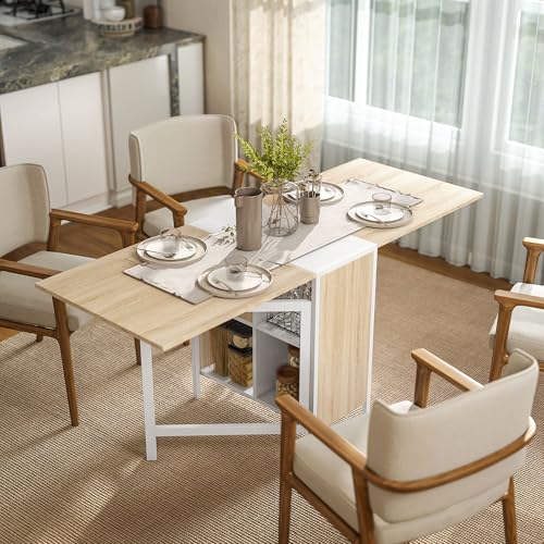 Table à manger pliable avec 4 niches de rangement intégrées HOMCOM - 2