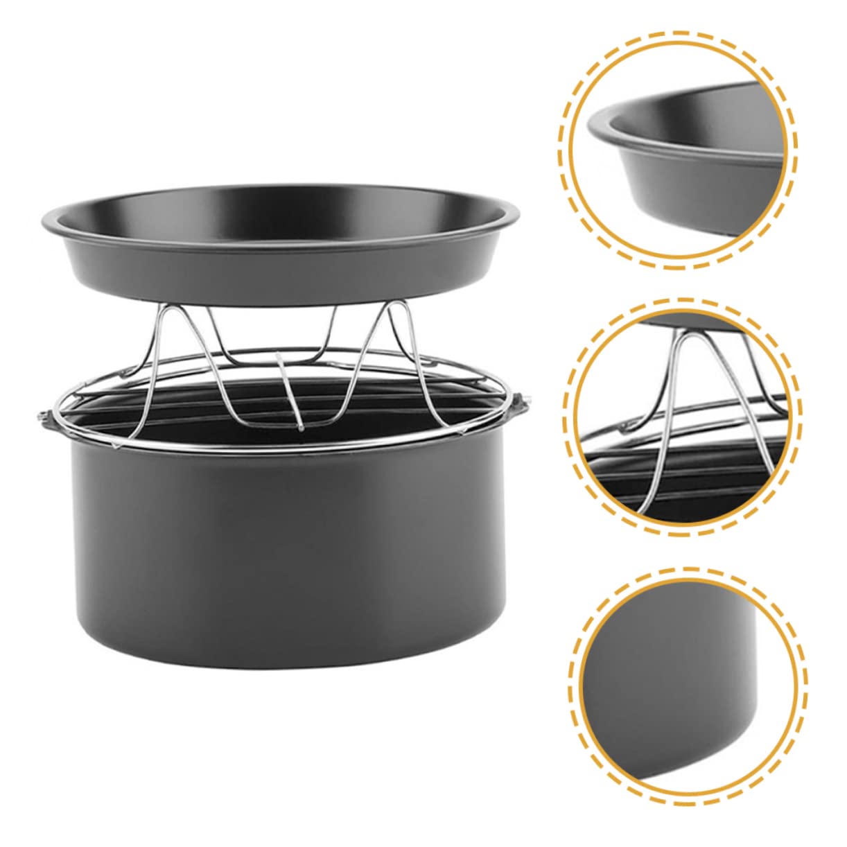 TOPBATHY Teglia per Friggitrice ad Aria Teglia per Dolci Set di Teglie da Accessori per Friggitrice ad Aria da Forno in Acciaio Inossidabile