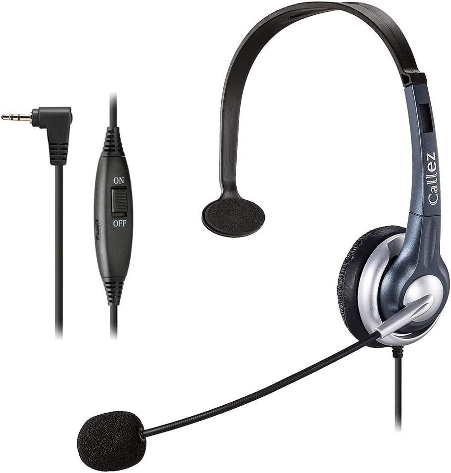 Callez 2.5mm Cordless Phone Headset Mono, Hands-Free Telephone Headset With Noise Canceling Mic For DECT Siemens Gigaset C430 C530 Panasonic Cisco Linksys SPA Polycom Call Center Home Office(C300D1)