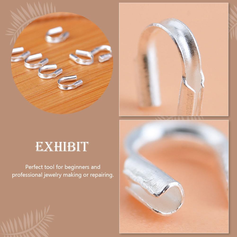 VILLCASE 100pcs Wire Guardian Wire Cable Protector, U-Shaped Guard for Earring Bracelet Necklace Pendant DIY Jewelry Making, Silver - Image 2