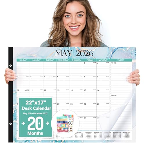 Calendrier de bureau Forvencer grand format bleu idéal pour le télétravail