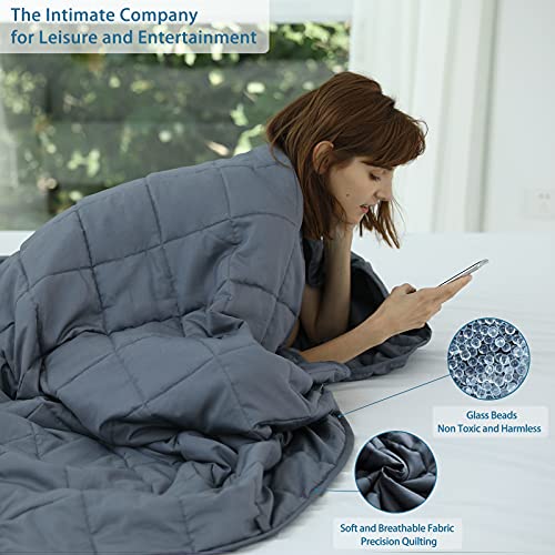 Weighted Idea Weighted Blanket for Adults (Dark Grey,60"x80",15lbs) Queen Size Cooling Breathable Heavy Blanket with Premium Glass Beads All-Season Soft Thick Blanket - Thumbnail 5