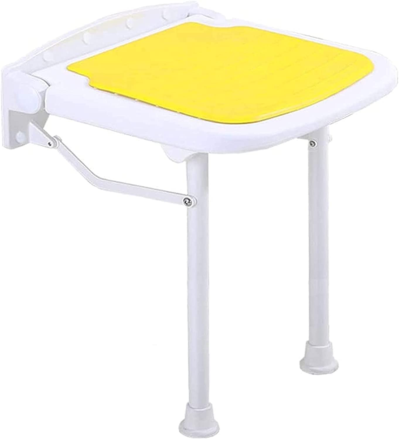X&Z-XAOY Asiento De Ducha Plegable Montado En La Pared, Taburete De Baño, Banco Impermeable Antideslizante para Discapacitados, Seguridad Ergonómica De Aluminio MAX 300lb (Color : Yellow)