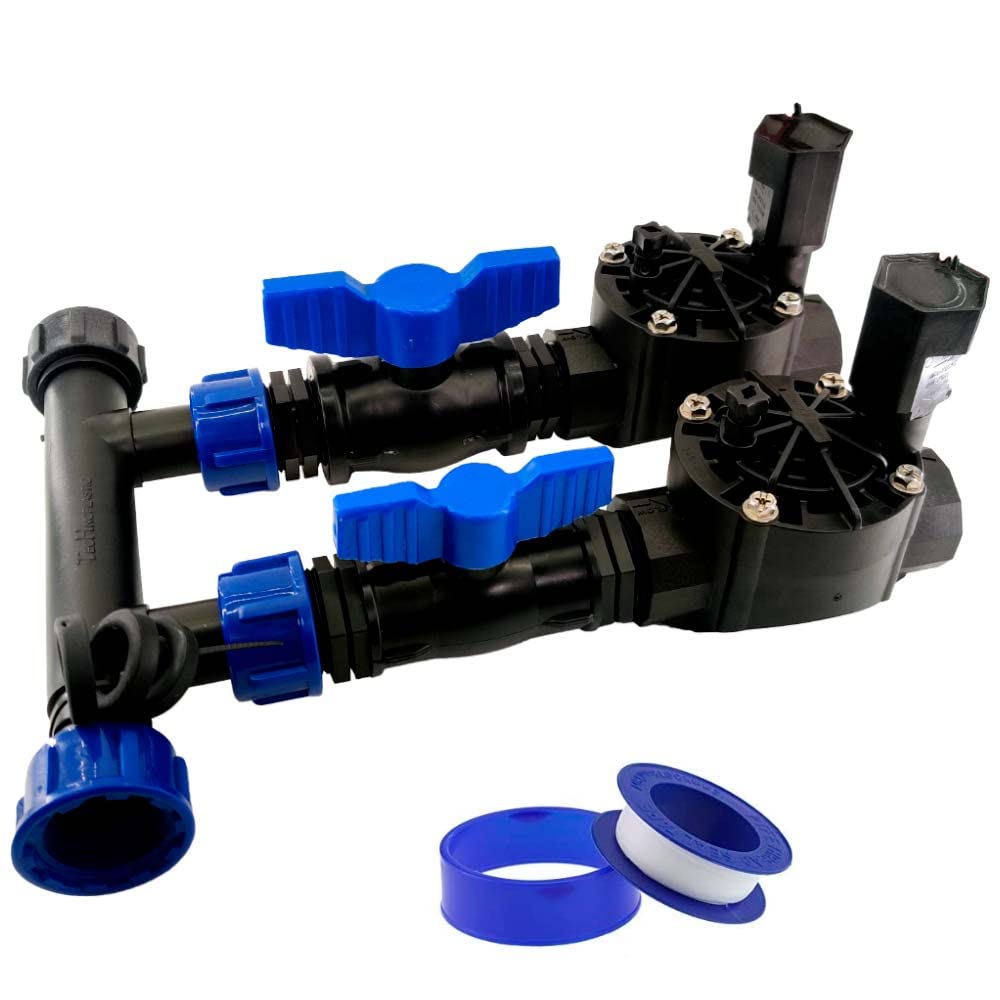 RIEGOPRO Kit Colector de Riego + Electroválvula Rain Bird HV 1" + Válvulas de Mantenimiento + Rollo Teflón. Kit para Sistemas de Riego Automático (Para Programadores Eléctricos (24V), 2 Estaciones)
