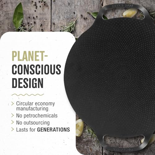Image of Victoria 15-Inch Cast Iron Comal Pizza Pan with 2 Side Handles, Preseasoned with Flaxseed Oil, Made in Colombia