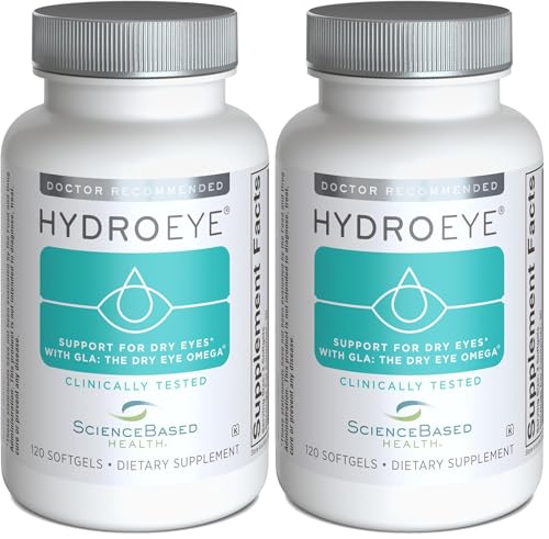 HydroEye Dry Eye Supplement, Clinically Tested, GLA and Omega3s - Pack of 2