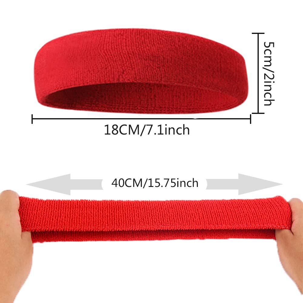 4er Set Sport Stirnbänder - Schweißabsorbierend Für Yoga & Fitness - Baumwolle Frottee Haarband Damen/Herren - Weiß/Schwarz