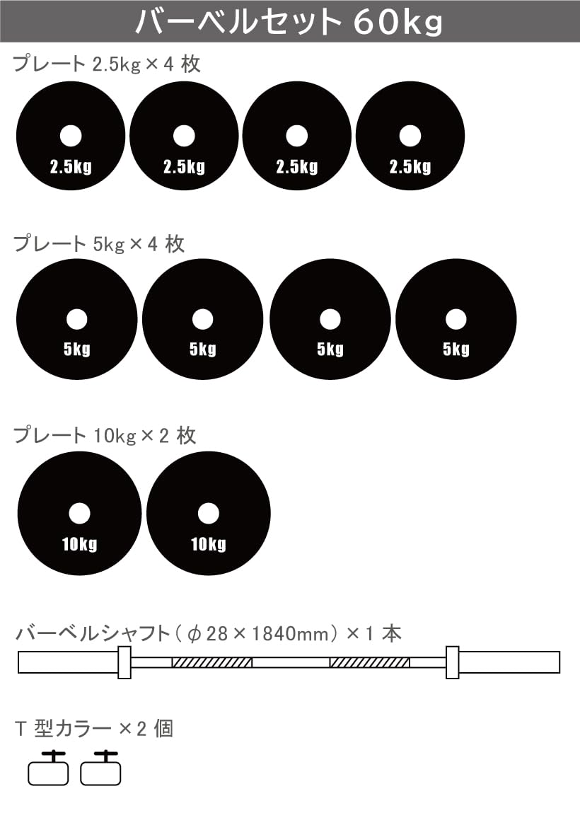 ベンチプレス バーベル　プレート60キロ Amazon.co.jp: STEADY バーベルシャフト プレート セット 60kg