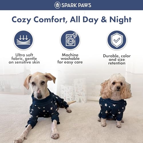 Image of Spark Paws Dog Pajama, Dog Recovery Suit Male, Onesie, Ultra-Soft and 4-Way Stretch, for Small Medium and Large Breed - Stars - S