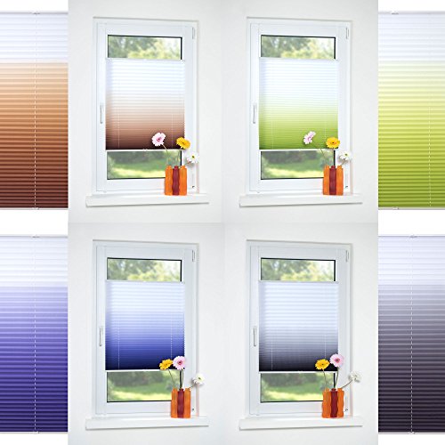 HOMELIA Klemmfix-Plissee Farbverlauf, Stoff: 100% Polyester, verspannt ohne Bohren oder Schrauben, 060 x 130 blau, blickdichte Transparenz, lichtdurchlässig Cover