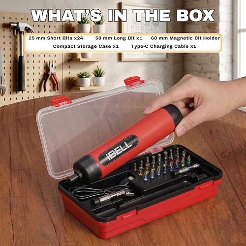 Image of IBELL IBL ES36-15 Cordless Screwdriver 1500 mAH Set with 27 Accessories | 10Nm Max Torque | 3 Torque Settings | 300 RPM Speed | 6.35mm Chuck | Built-in LED Light for Home & DIY Use-6 Months Warranty