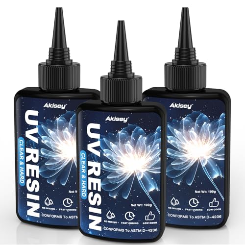 Akisey UV Resin 300g, Crystal Clear UV Resin Glue - No-Yellowing, Hard Type, Low...