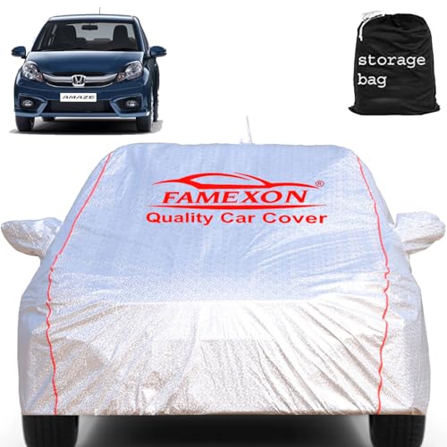 Image of FAMEXON Honda Amaze Car Cover Waterproof with Free Bag and All Weather for Car Cover,100% Waterproof Outdoor Car Covers Rain Snow UV Dust Protection. Custom Fit