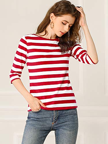 Allegra K Women's Halloween Elbow Sleeves Top Round Neck Slim Fit Tee Casual Printed T-Shirt3