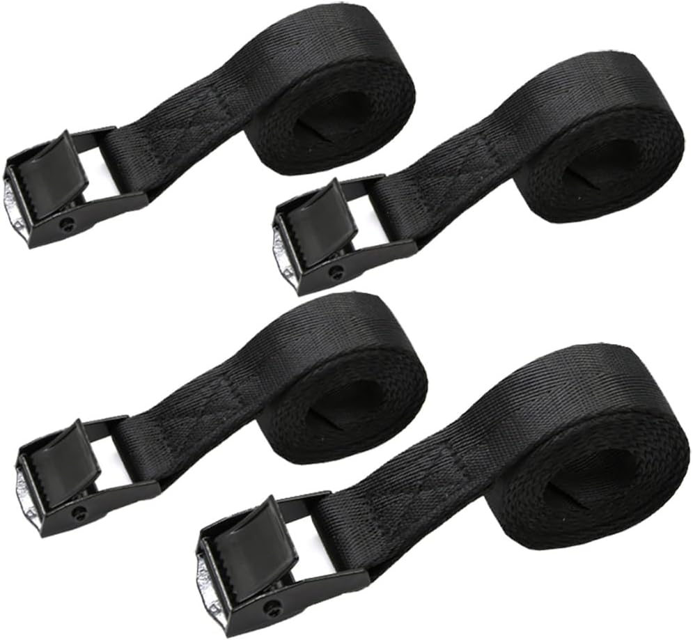 4 Pack 3.3-19.7' Black Tie Down Straps, Small Cargo Lashing Strap with Clasp, Lightweight Buckle Straps for Kayaks Luggage(W 2.5cm,L 4.0m/13.1Ft)