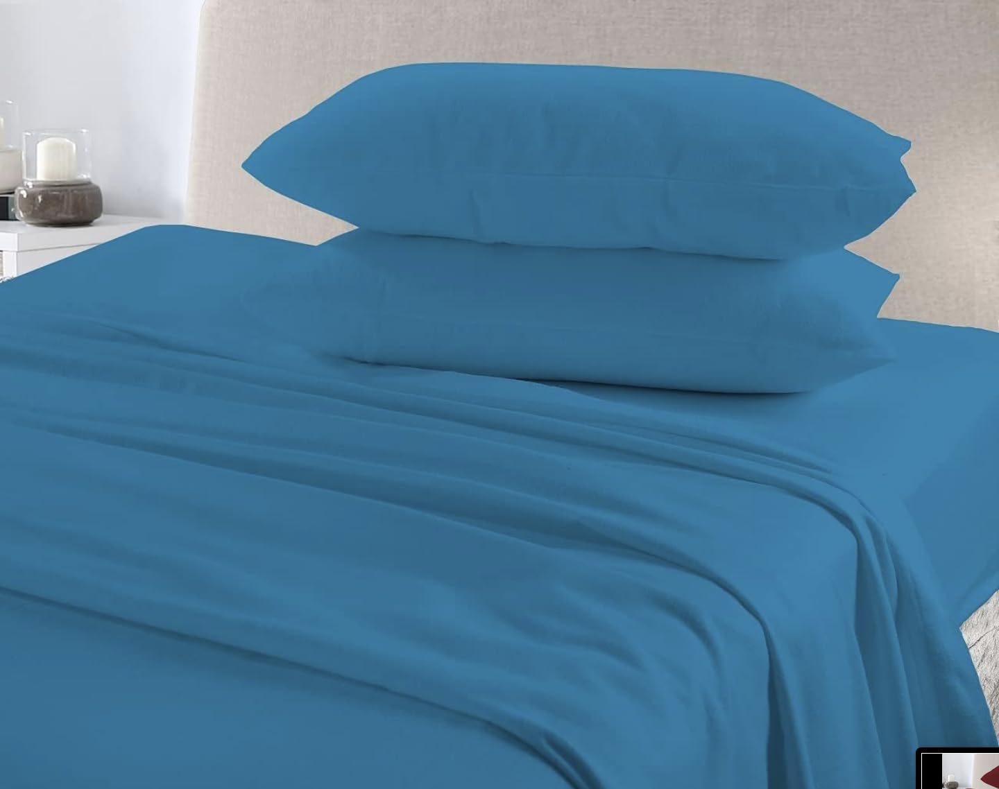 Bloom Blends Teal Extra Deep 40Cm Fitted Sheet – 100% Brushed Cotton Flannelette | Super Soft, Warm & Cosy Thermal Bed Sheet, (Plain Dyed) (, Double)