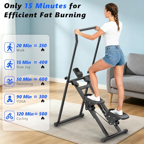 Image of 3-Level Adjustable Cardio Stair Stepper for Home, Folding Vertical Stair Stepper with Non-Slip Pedals & LCD Monitor, Portable Stair Stepper with Resistance & Handlebar, Supports 350 LBS, Unisex