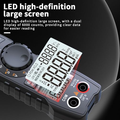 Image of Clamp Meter Multimeter 6000 Counts Clamp Meter Multimeter Tester with Capacitance and Resistance Measurement, AC /DC Volt Ohm Amp Meter, Voltmeter Functionality, and Diode Testing Capability