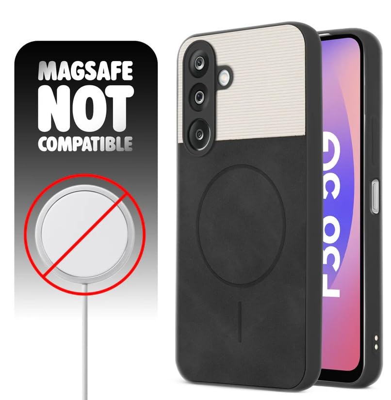 Image of Bintage CASE Dual-Leather Mac Safe Design Phone Case| Soft Touch Finish | Full Camera Protectection Back Cover Compatible for Samsung A15 5G / A15 4G - White & Black