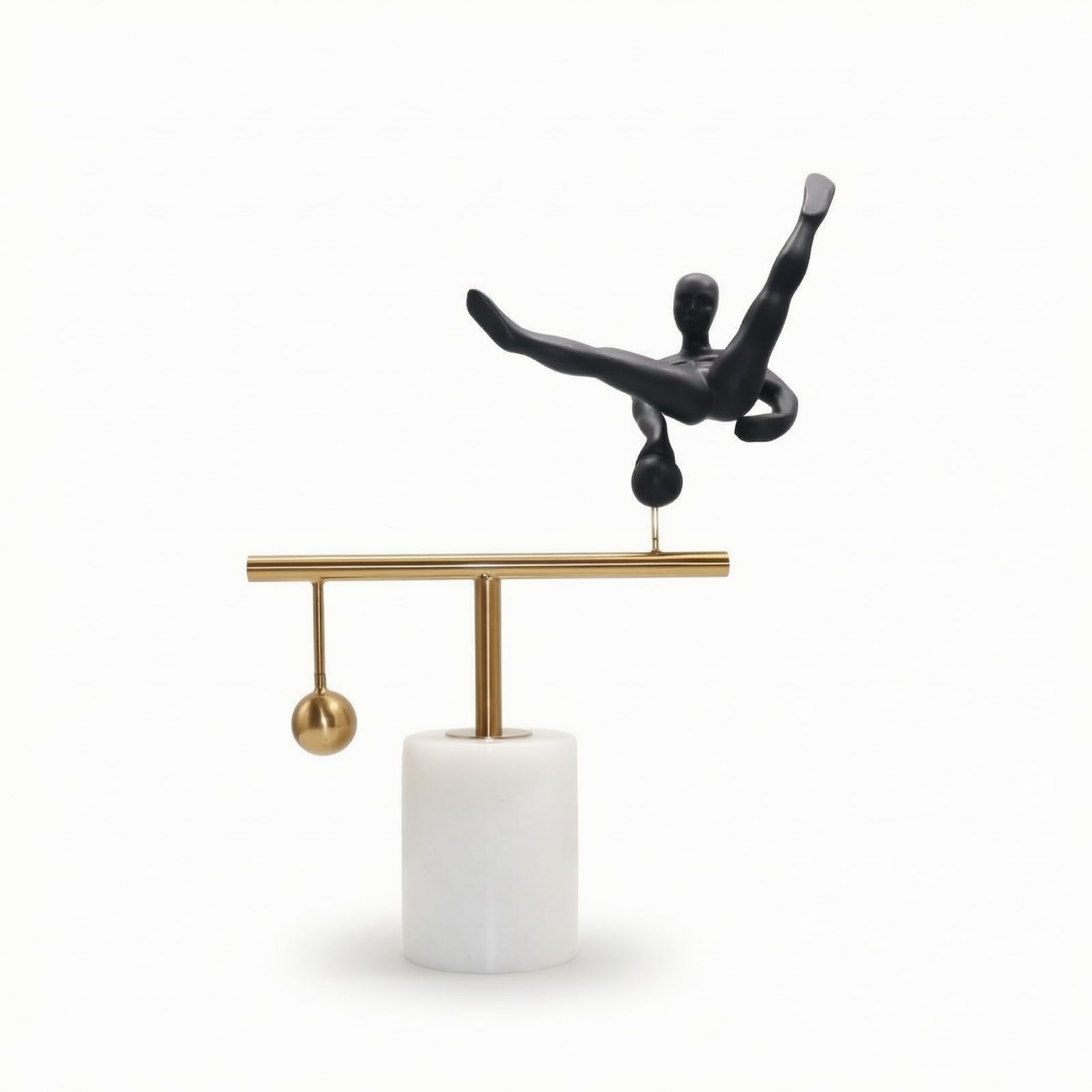Figura Decorativa de Resina Escultura de Figura Humana Estatua Adorno Geométrico Ornamento de Mesa con Esfera Colgante y Base de Mármol Adecuada para Salón Estudio Rincón de Oficina