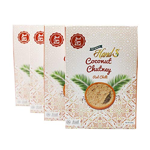 HandS Red Chilli Coconut Chutney | Pack of 4 x 200g | Ready to Eat | Mildly Spicy Lal Mirchi | No Preservatives | Vegan | Keto Friendly | South Indian and North Indian Food Dip