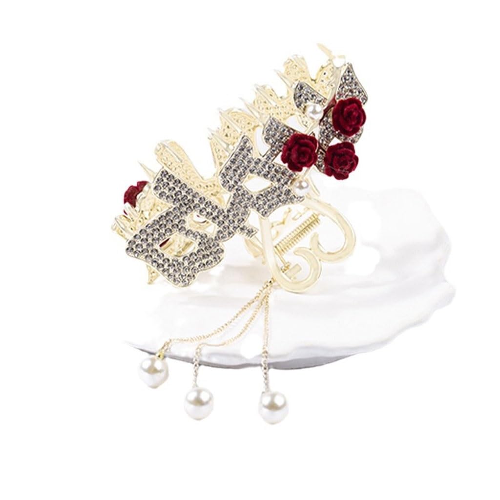 Temperament happiness tassel grab clip large sparkling diamond shark clip headpiece