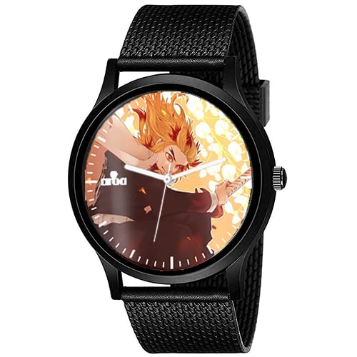 AROA Watch New Watch for Demon Slayer Kyojuro Rengoku with Red Hair Having Sword Model : 1010 Black Metal Type Analog Black Strap Watch Black Dial for Men Stylish Watch for Boys- (B0CHVV4FBH) Amazon Price History, Amazon Price Tracker