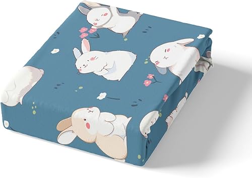 Miniatura 4 de Juego de sábanas Kawaii de conejo, tamaño Queen, con flores rosas, decoración de dormitorio de adultos, juego de ropa de cama de microfibra con