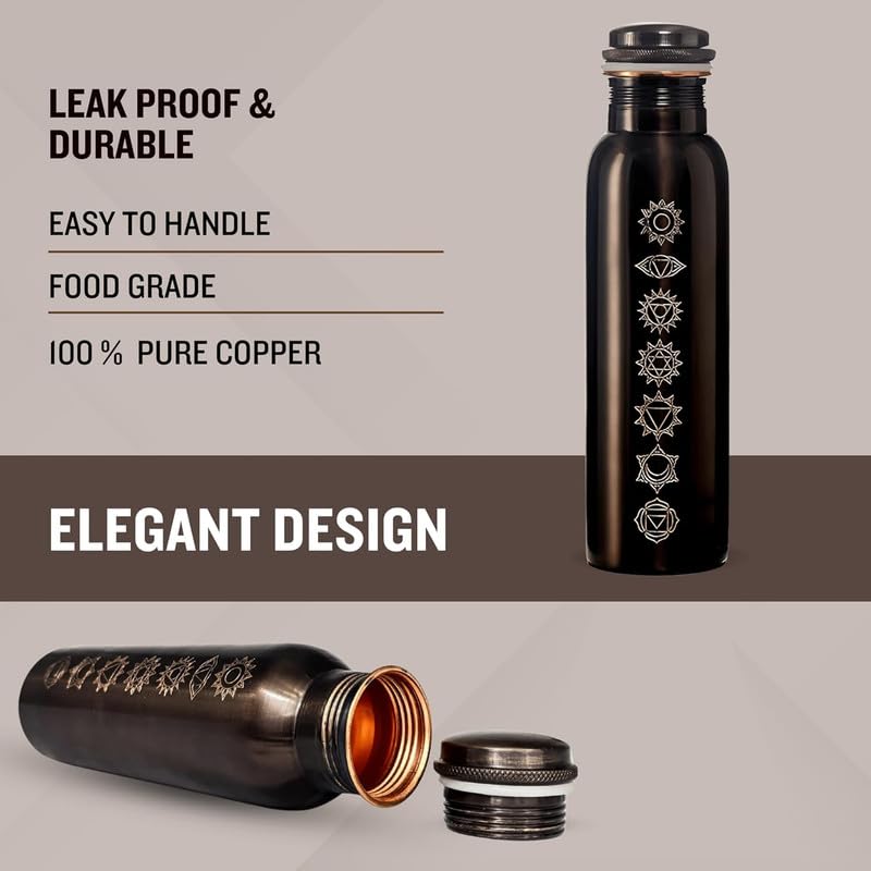 Image of Luxury Copper Finish Bottle Gift Set - Premium Engraved 1L Leak-Proof Bottle with 2 Matching 300 ml Water Glass Tumblers for Home, Office & Gifting