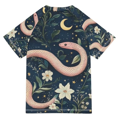 Boy Swimsuit Pink Snakes Moon Stars Boho Sunscreen T-Shirts Swimwear Sets UPF 50+2