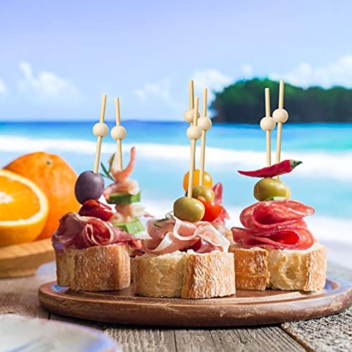 Blue Top 100Pcs Wood Pearl Cocktail Picks For Drinks&Food, 4.7 Inch Fancy Decorative Cocktail Toothpicks Food Picks, Decorative Bamboo Picks For Halloween Parties Bar Hotel Events July 4Th #TOP3